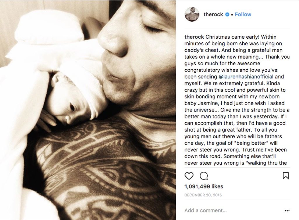 The Rock announces the birth of baby Jasmine. 