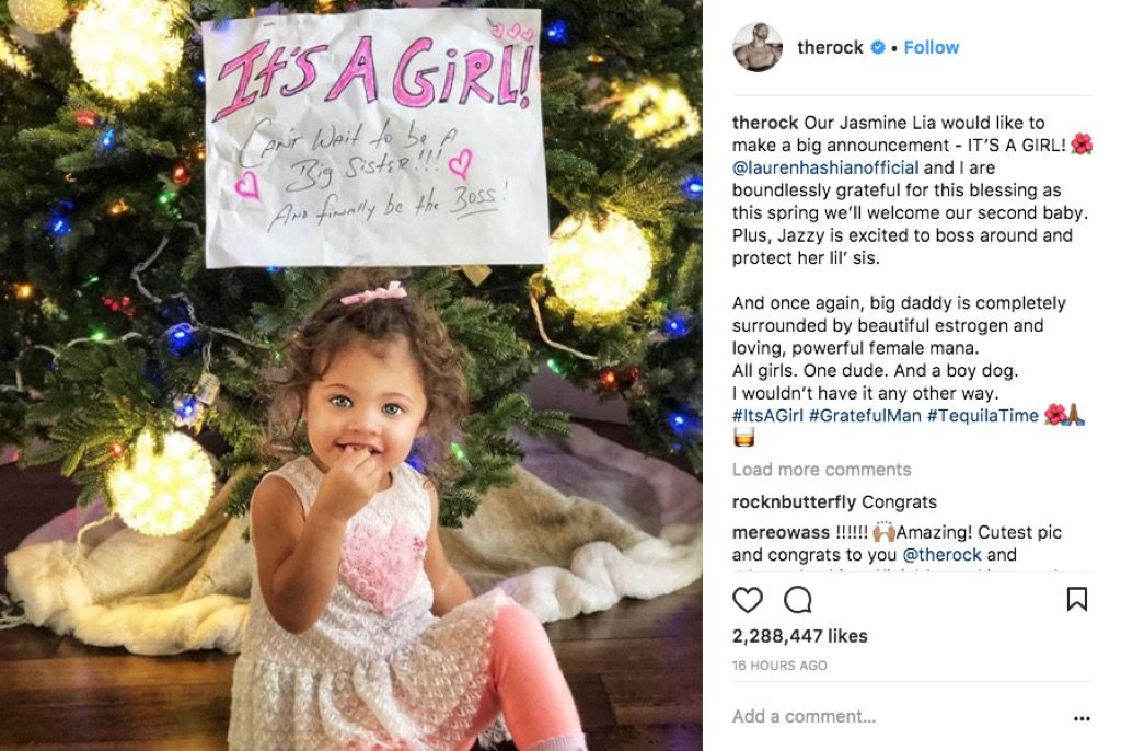 The Rock announces he's expecting a baby girl.