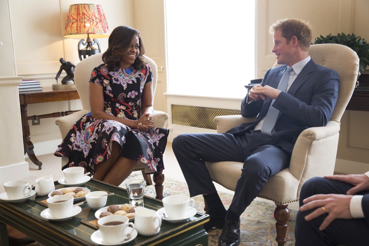 prince harry and michelle obama meet at kensington palace in london england