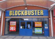 blockbuster with a store closing sign