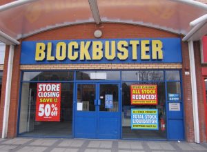 blockbuster with a store closing sign