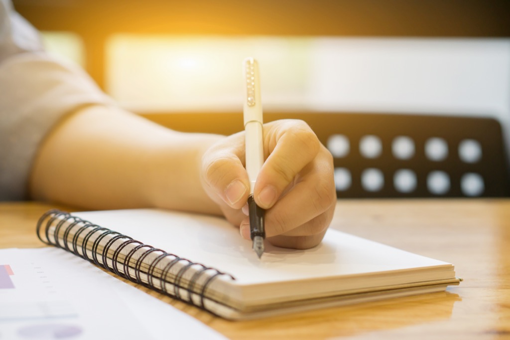 Writing in journal left-handed