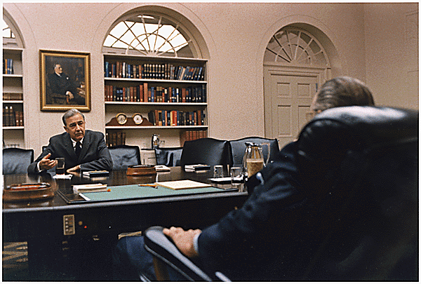 Eugene McCarthy and Lyndon B. Johnson 