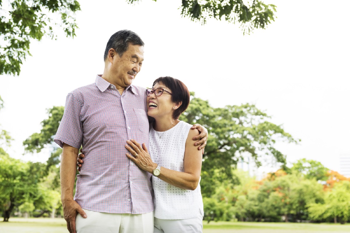 older couple walking outdoors, long marriage tips