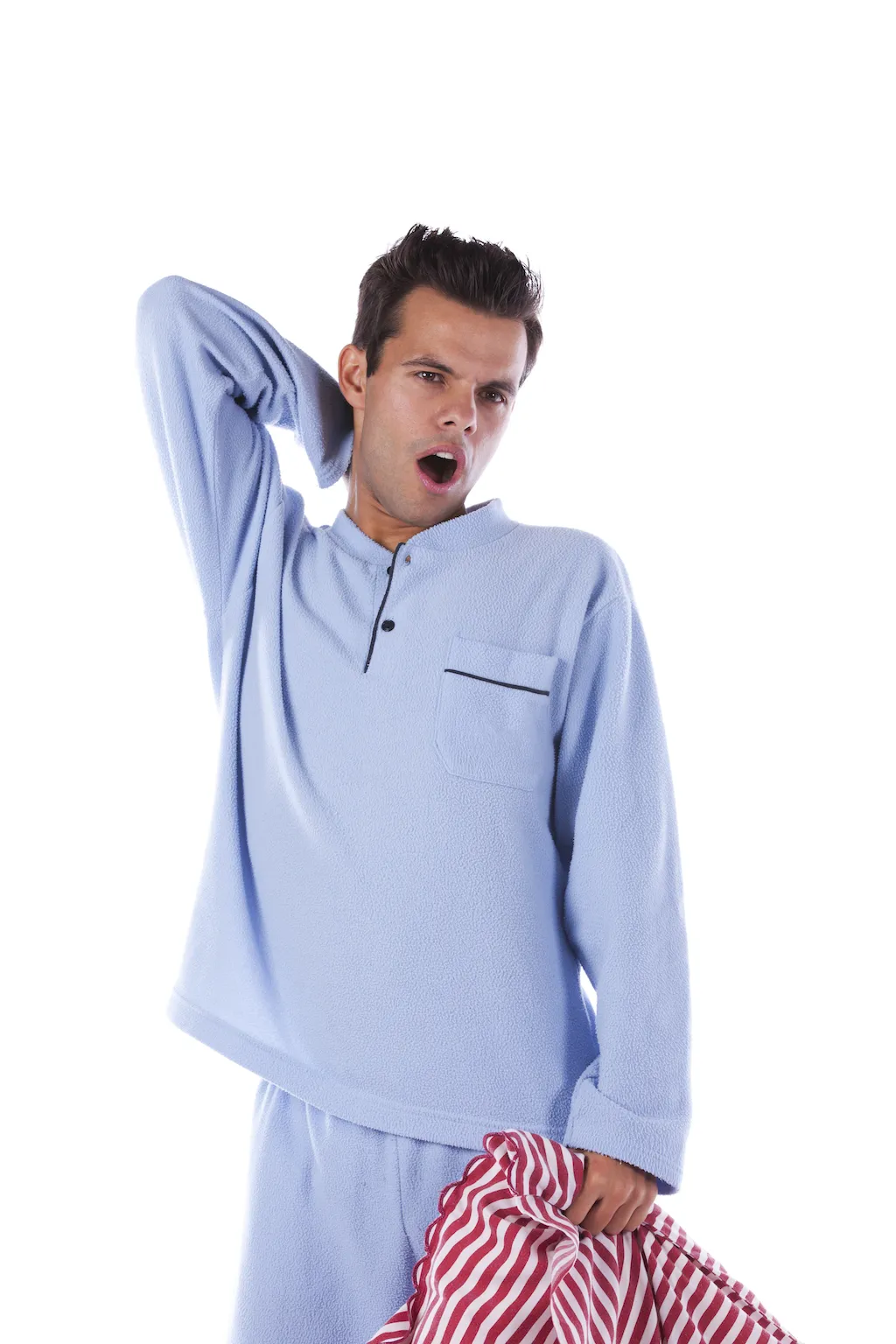 man swearing blue pajama set, how to dress over 40