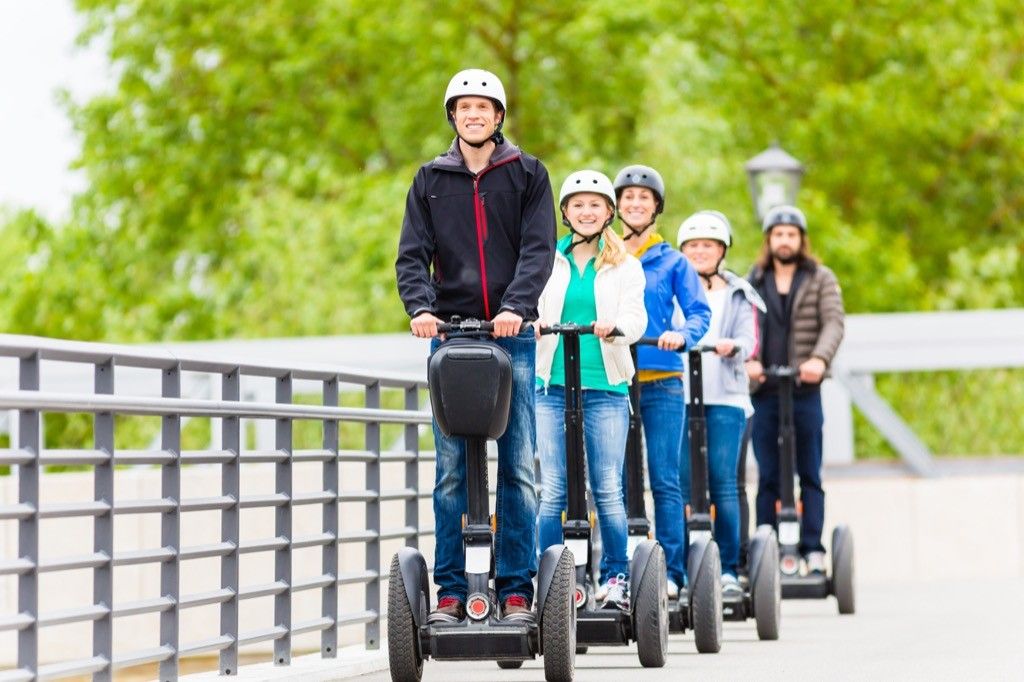 people taking a tour of the city