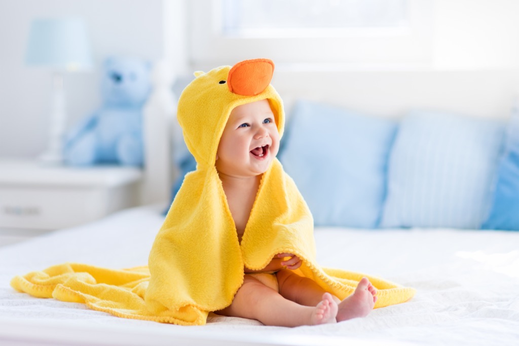 baby in duck blanket - literary baby names 