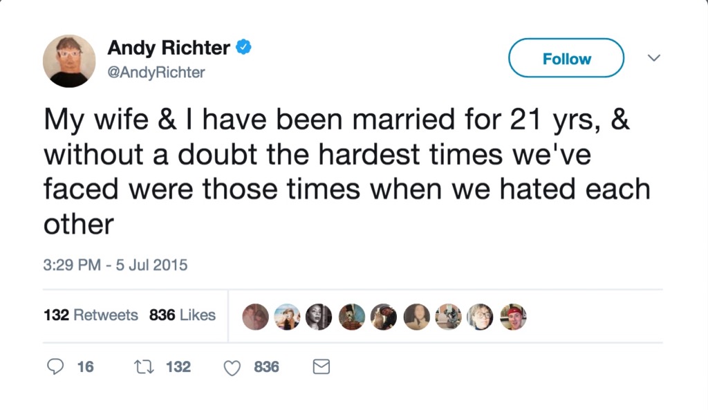 Andy Richter funniest celebrity marriage tweets