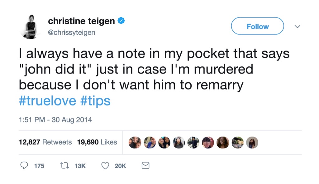 Chrissy Teigen funniest celebrity marriage tweets
