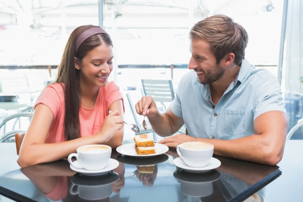 Couple Sharing Dessert Romance