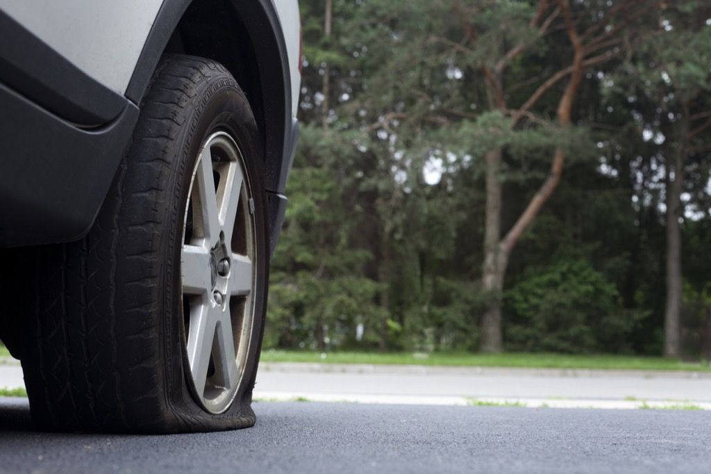 Car with a deflated tire