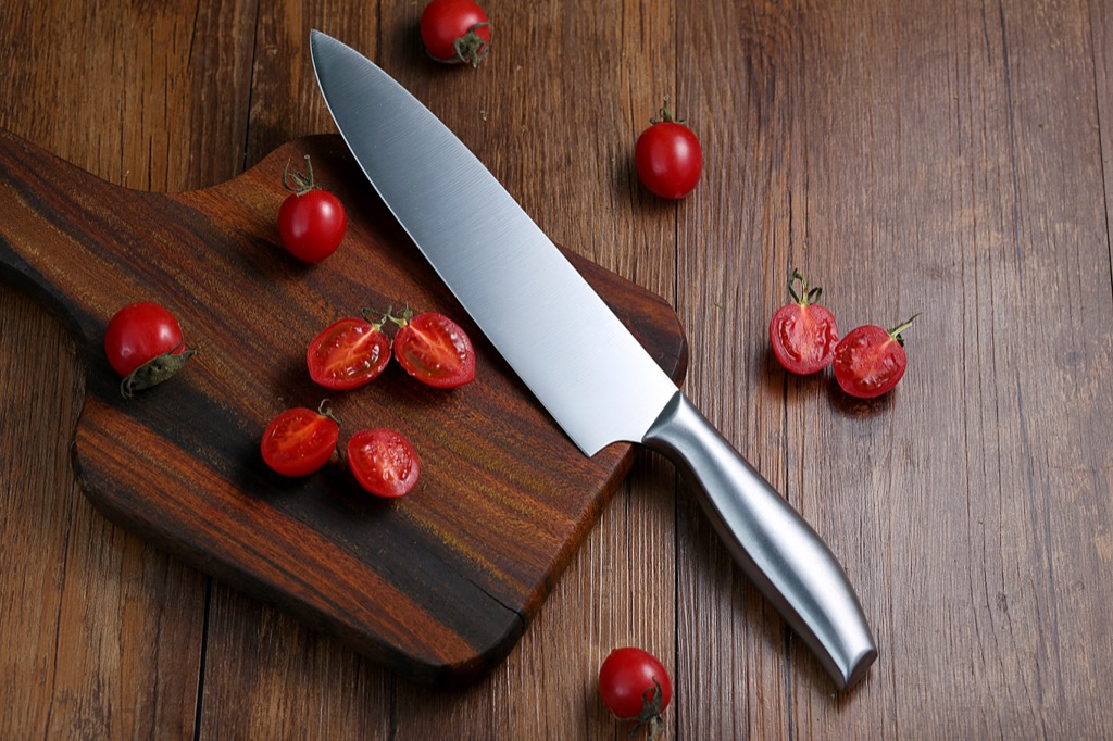 knife on cutting board