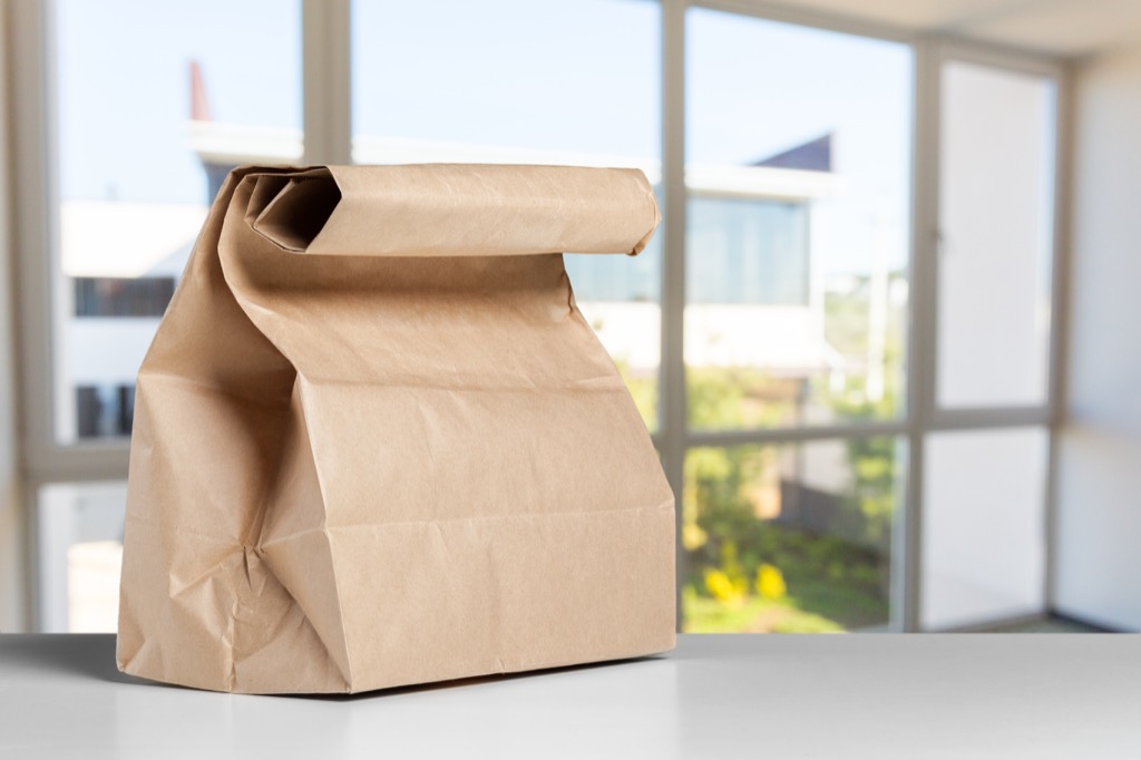 Paper bag on counter