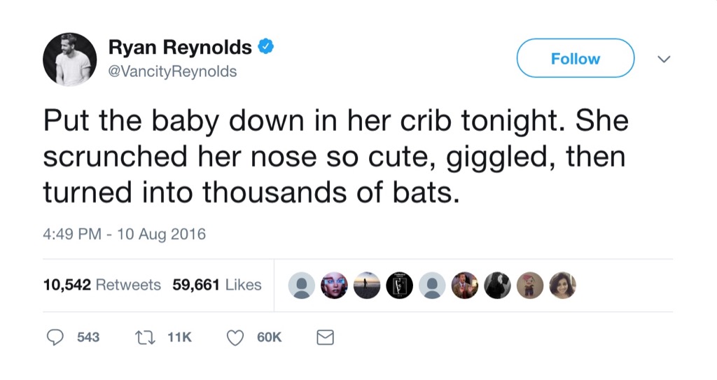 Ryan Reynolds funny tweet bats