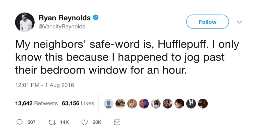 Ryan Reynolds funny tweet safe word