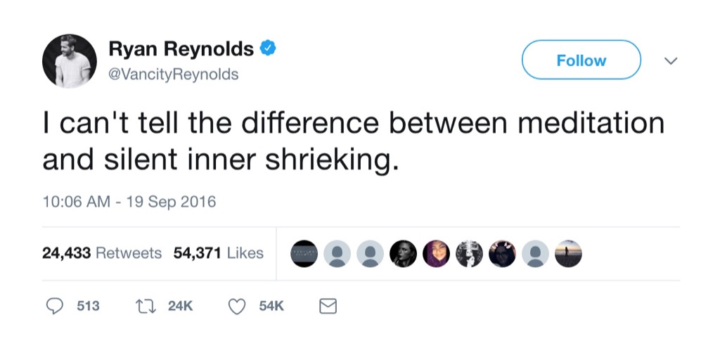 Ryan Reynolds funny tweet silent shrieking