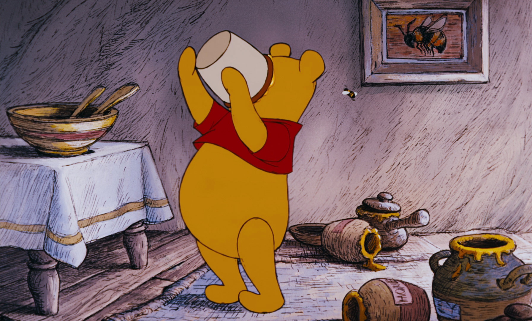 winnie the pooh eating honey