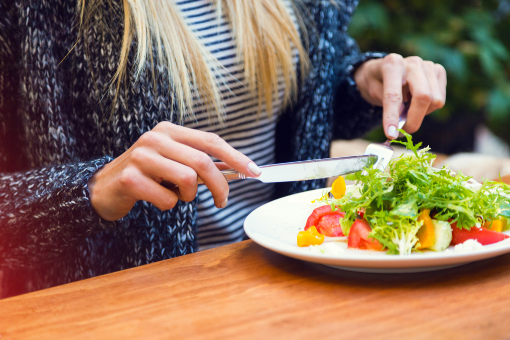 Woman Eating Salad Prevent Heart Disease