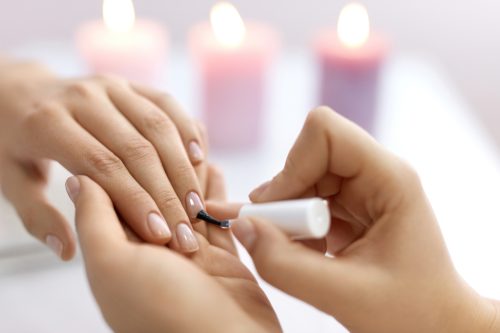 Woman Getting Manicure Valentine's Day