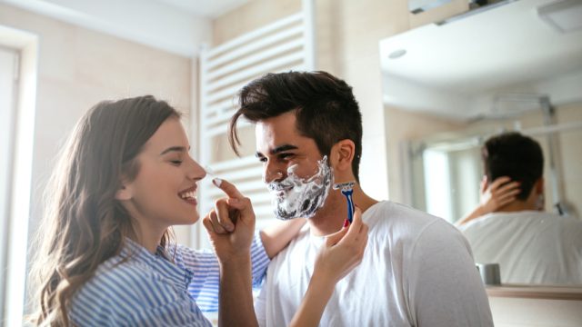 Woman Shaving Partner Romance