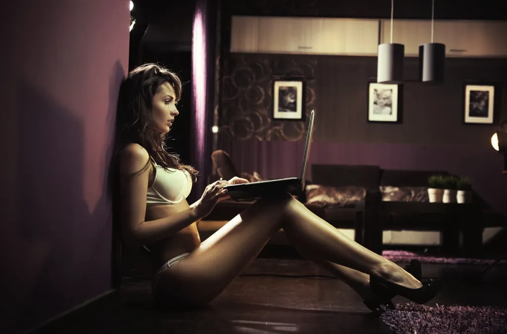 woman reading literotica on laptop