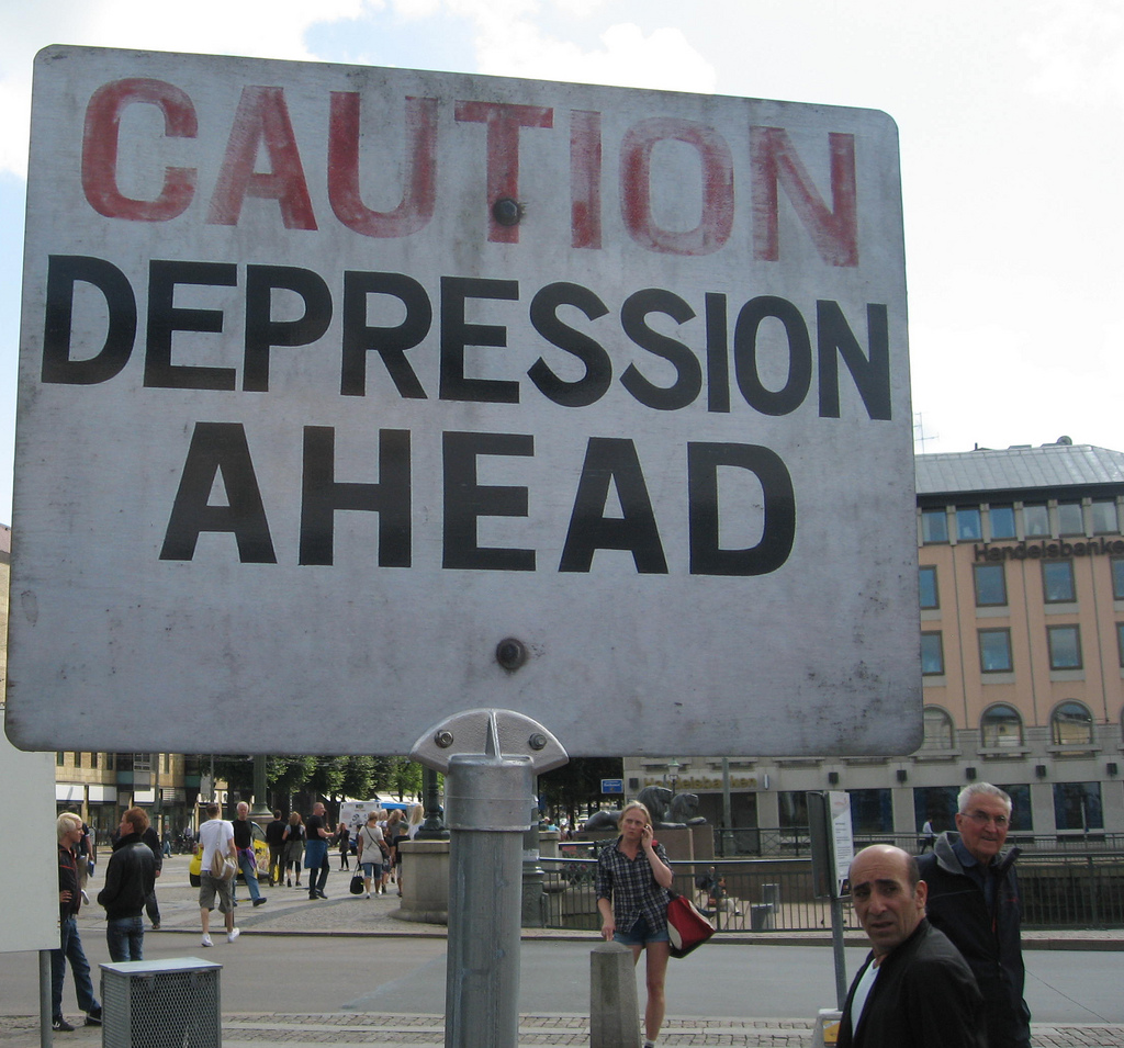 Depression Ahead Road Warning Signs