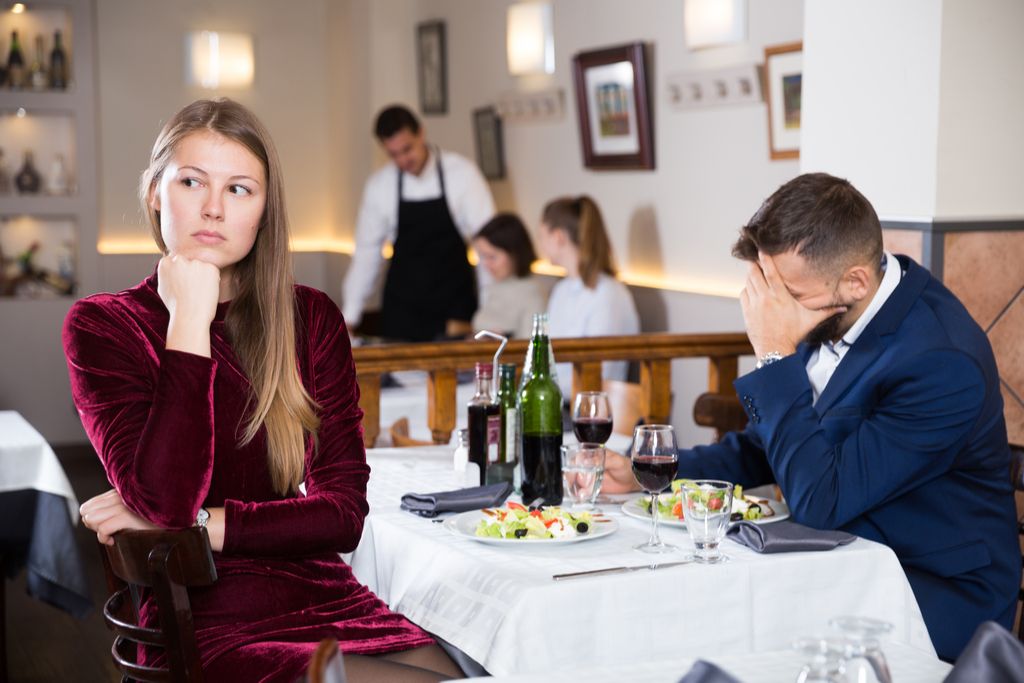 Couple Fighting at Restaurant Over 40