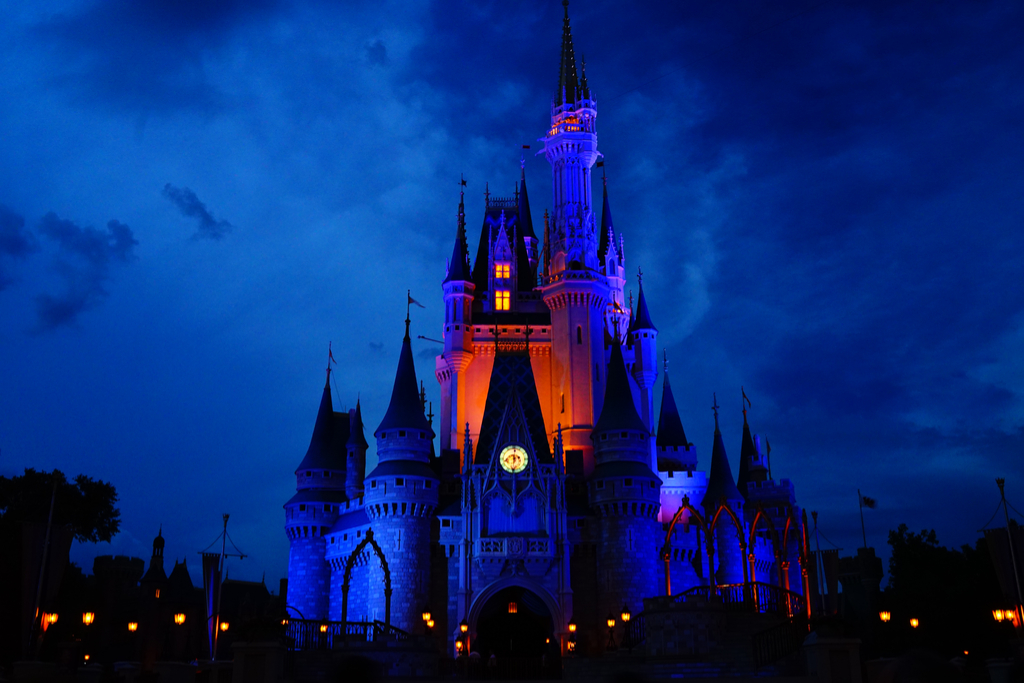 Disney World castle at night