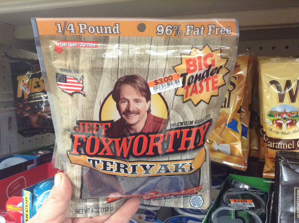 A bag of Jeff Foxworthy's jerky on sale