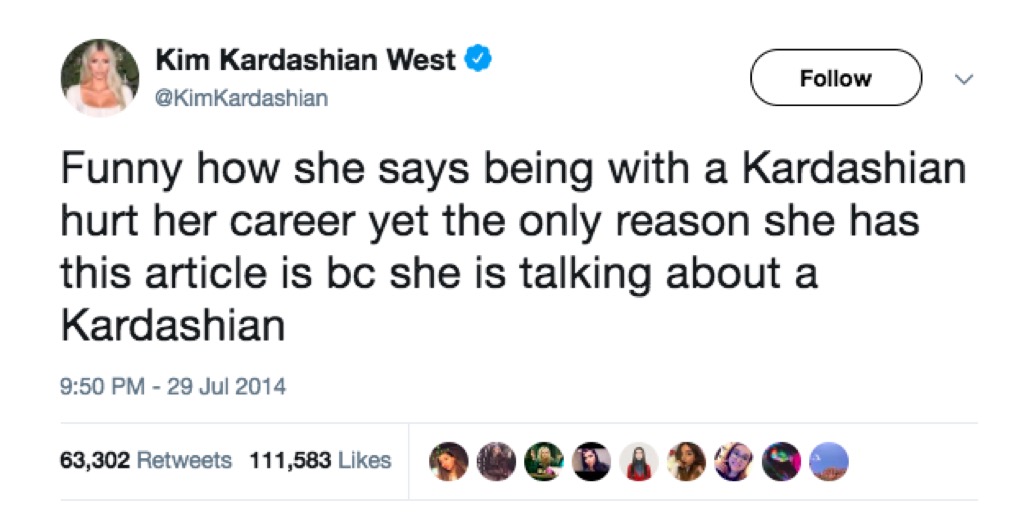 Kim Kardashian beef tweet