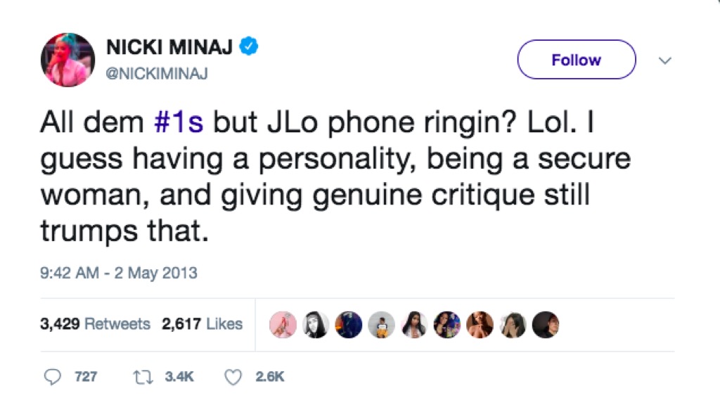 Nicki Minaj tweet about 