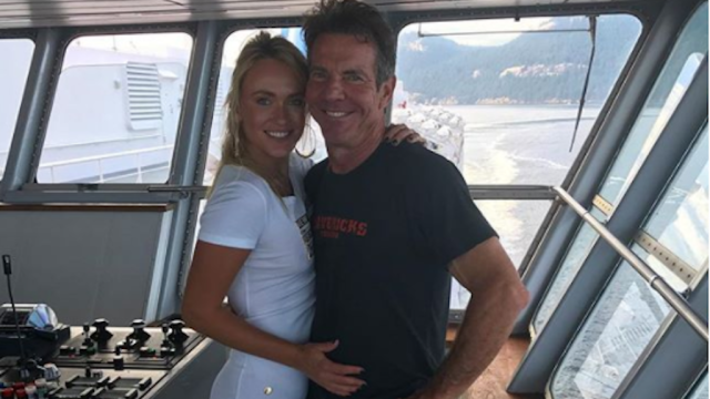 Dennis Quaid poses on boat with much younger girlfriend.