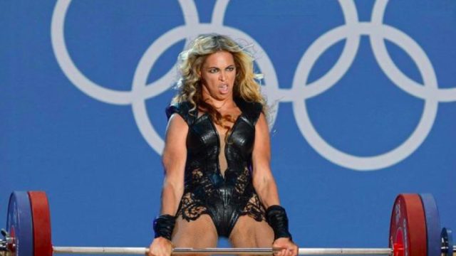 Unflattering Beyonce lifting weights