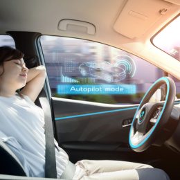 Woman Sleeping in Self Driving Vehicle Life in 100 Years