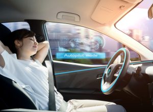 Woman Sleeping in Self Driving Vehicle Life in 100 Years