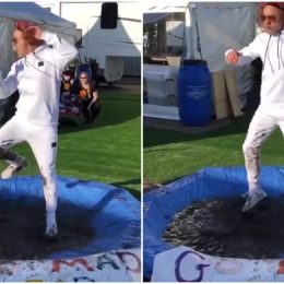 robert downey jr. dances in puddle for a good cause