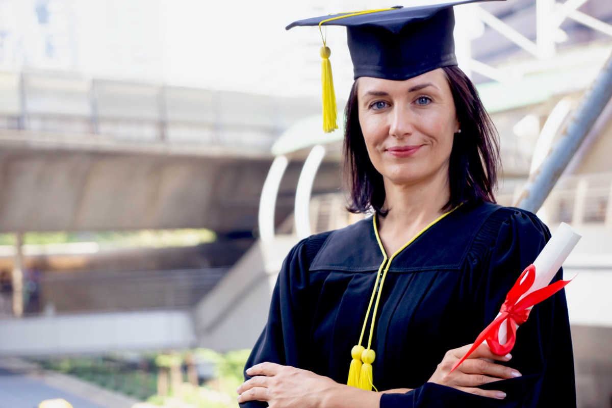 middle age woman graduating from university