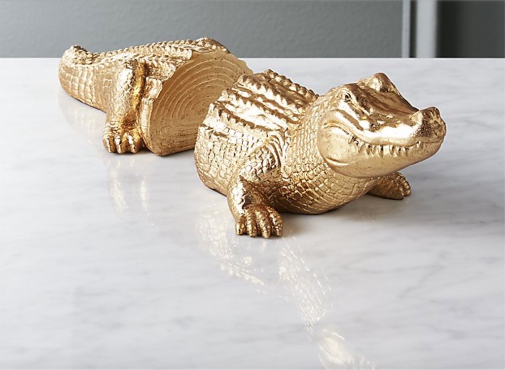 Gold alligator book ends