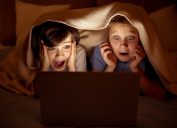 Children watching scary movie lies kids tell their parents