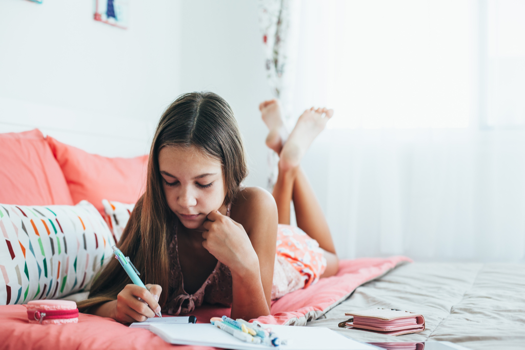 Girl Writing in Journal Daughter