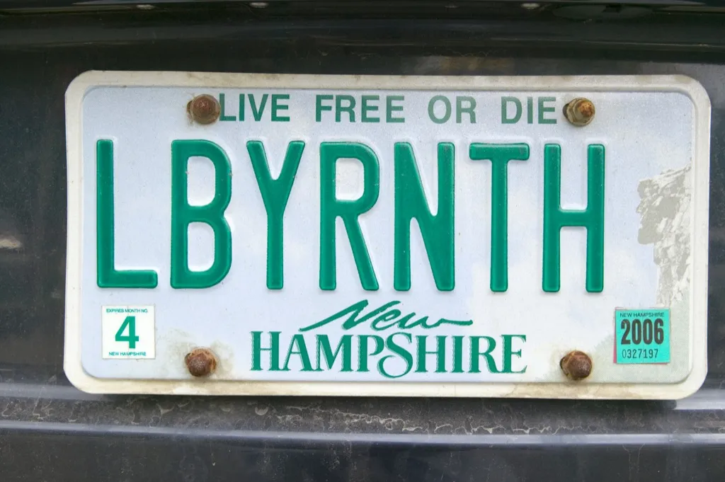 New Hampshire License Plate State Jokes