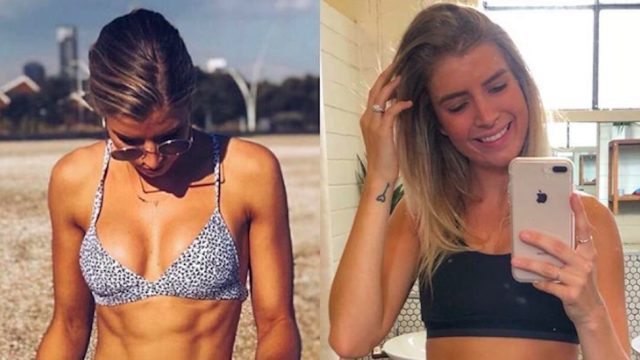 fitness influencer Beck Jackson posts before-after-photos of weight gain.