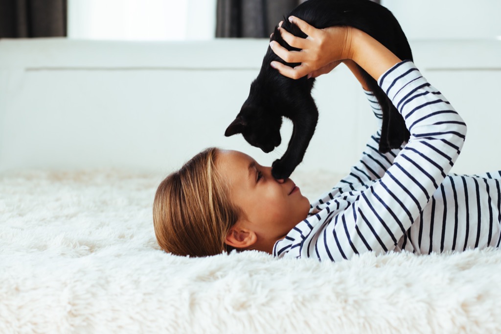 daughter with cat