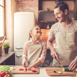 Dad and daughter cooking
