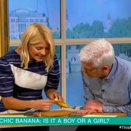 holly willoughby used a psychic banana to predict the sex of the new royal baby.