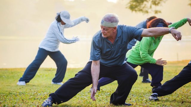 older people practice tai chi