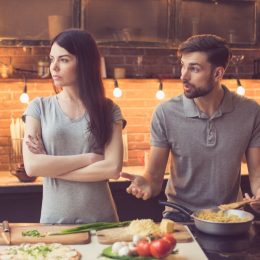 man and woman cooking husband mistakes