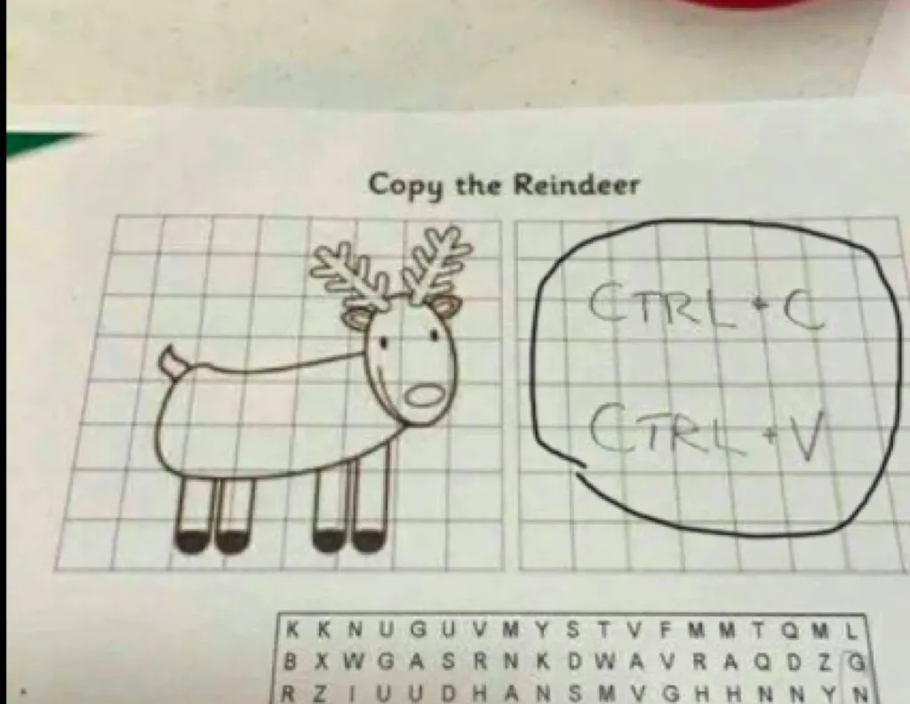 How to copy a reindeer funny kid's assignments