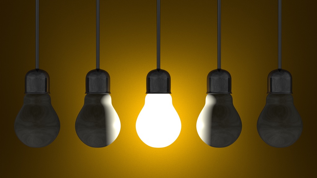 lightbulbs against a yellow background