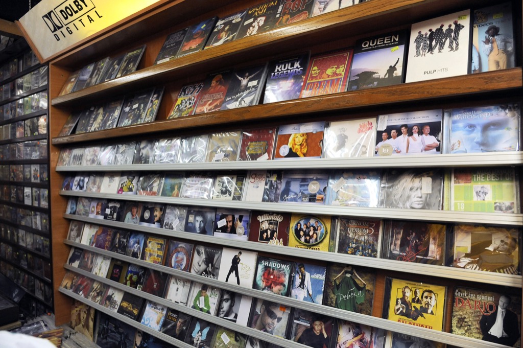 Shelves of CDs